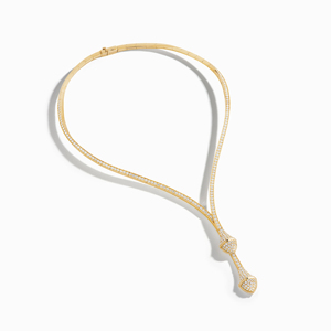 Collier de luxe en or jaune avec diamants naturels taille brillant ronde couleur D pour femme, bijoux de mariage - Product Image 1