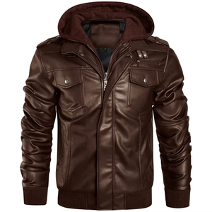 Chaqueta de Cuero Revestido Personalizada de Alta Calidad para Hombre con Cuello Alto, Diseño de Cremallera, Decoración Bordada, Ropa de Invierno Resistente al Viento - Product Image 1