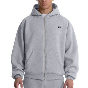 Sweat-shirts zippés pour hommes, coupe classique, en molleton de coton, style streetwear décontracté, couleur unie, logo imprimé par transfert thermique, fournisseur en gros - Product Image 1