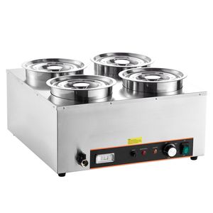 Scaldavivande Elettrico Commerciale Bain Marie da 1500W con 4 Pentole in Acciaio Inox da 6,34QT, Temperatura Regolabile 86~185°C, Attrezzatura per Mantenimento Calore - Product Image 1