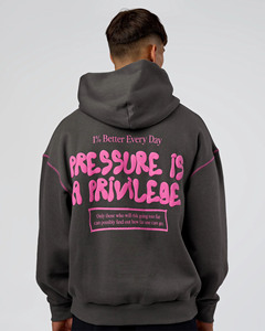 Sudadera con Capucha Oversize 'La Presión Es un Privilegio' Nombres alternativos: * Sudadera con Capucha Motivacional Estilo Urbano * Sudadera con Capucha '1% Mejor Cada Día' - Product Image 1