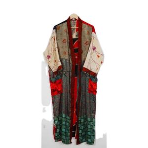 Robe en soie indienne Ultra douce Patchwork pour femmes Kimono confortable et respirant Style Boho Hippie fait à la main Tenue de nuit Robe Maxi - Product Image 2