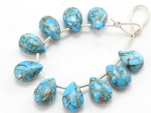 Blue Copper <b>Turquoise</b> Teardrop <b>Bead</b> 10X7MM Smooth Polished Loose Gemstone Jewelry Making With Stone Beaded Material - Product Image 4