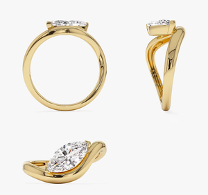 Bague de fiançailles vintage pour femme en argent plaqué or 14 carats avec diamant de laboratoire taille marquise certifié IGI - Product Image 5