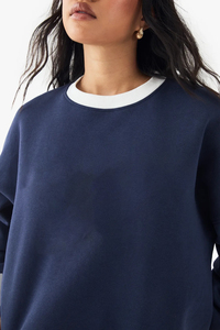 Wholesale Custom Logo Navy Blue Crewneck Sweatshirts High Quality Streetwear Apparel Manufacturer Unisex Cotton Hoodies Supplier - Product Image 4