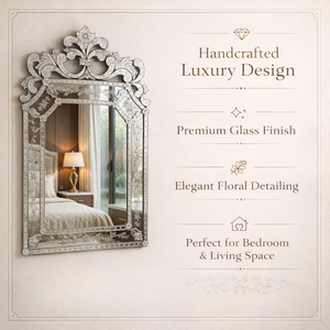 Miroir mural baroque vénitien de luxe | Miroir décoratif en verre de style antique avec cadre orné pour la décoration intérieure de la pièce, de l'hôtel et de la maison - Product Image 6