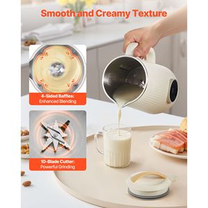 Frullatore per Latte Vegetale 8 in 1, 1 Litro, 180W, per Latte di Soia, Succhi di Frutta e Frullati, con Scocca in Plastica, Modello Tedesco, Pianificazione Inclusa - Product Image 3
