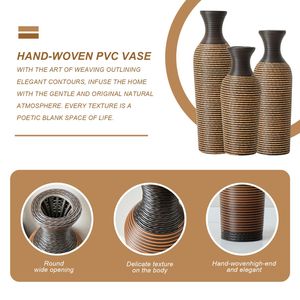 Juego de 3 Jarrones de Piso Clásicos en Beige y Negro con Soportes Altos Independientes para Flores Artificiales - Product Image 6