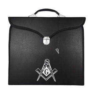 Étui de haute qualité sur mesure pour tablier de maçon de la Loge Bleue, en cuir, avec équerre et compas, pour GMMW, mallette souple maçonnique - Product Image 6