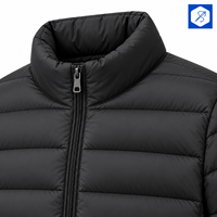 Veste matelassée noire pour homme, col montant, fermeture éclair, coupe-vent, manteau d'hiver décontracté, coupe régulière, extérieur en polyester
