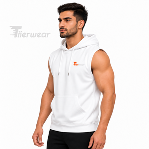 Wholesale Mens Fitness <b>Sleeveless</b> Hooded Tank Top Custom Gym Men Workout Muscle <b>Hoodie</b> Gymwear Hot Fashion Custom Gym Tank Top - Product Image 2