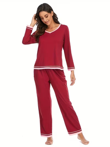 Ensemble de pyjamas pour femmes, modèles printemps, automne et hiver, vêtements de maison à manches longues, ensemble 2 pièces, spandex/coton, cordon de serrage, Bangladesh - Product Image 4