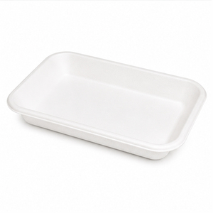 Plateau de service jetable carré blanc en bagasse, robuste, écologique, sans PFAS, biodégradable, pour fruits, viandes et légumes - Product Image 2