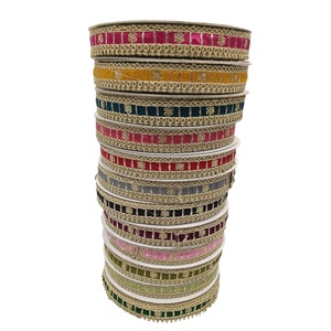 งานฝีมือคุณภาพพรีเมียม ผ้าลูกไม้และริบบิ้นผ้าฝ้ายแท้ 100% ประดับเลื่อม สำหรับตกแต่งชุดแต่งงานและงานฝีมือแฟชั่นชั้นสูง - Product Image 1