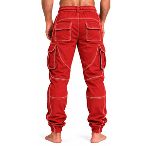 <b>Mens</b> Cargo Joggers 100 Percent Cotton Multi Pocket Casual Pants Custom Streetwear <b>Trousers</b> Wholesale Manufacturer Supplier OEM - Product Image 2