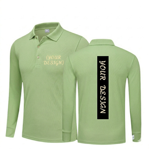 เสื้อโปโลแขนยาวผู้ชาย DROGEN EXPORT สีเขียวพิสตาชิโอ ระบายอากาศได้ดี ทรงกอล์ฟ ผ้าฝ้าย 100% พิมพ์ลาย 3 มิติ ไซส์พลัส - Product Image 1