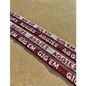 Animal Print Beaded <b>Strap</b> Handmade Durable <b>Shoulder</b> Belt Custom Leopard Camo Stripe Purse Handle Trendy Embroidery Bag Accessory - Product Image 4