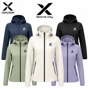 Chaqueta Softshell con Capucha para Mujer X Sports City, Cierre de Cremallera, Color Sólido, Resistente al Viento, Ropa de Exterior para Otoño - Product Image 1