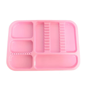 Plateau à instruments dentaires en plastique multicolore à compartiments divisés 13,38 x 9,63 pouces certifié CE Classe I Utilisation manuelle - Product Image 6