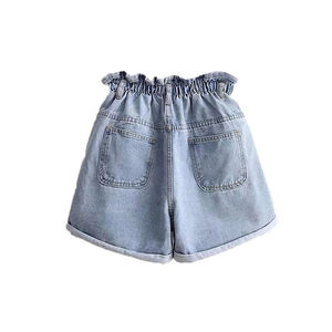 Shorts de mezclilla de cintura alta para mujer, estilo Paperbag, con dobladillo con vuelta, desgastados y rotos, de verano - Product Image 2