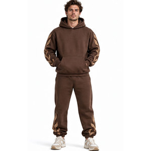 Chándal con Capucha para Hombre, Color Marrón, Manga Larga, Estilo Casual, con Bolsillos Laterales, Cintura Media, Estilo Invernal - Product Image 1
