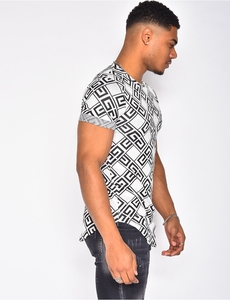 Chemise décontractée en tricot à manches courtes pour homme, col en V, motif géométrique, respirante, idéale pour l'été - Product Image 2