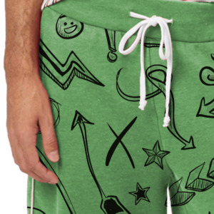 Pantalones Cortos Bermuda para Hombre, Color Verde Menta, Estampados, Cintura Media, con Cordón, Diseño Geométrico Informal, de Algodón Transpirable - Product Image 4
