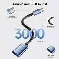 Adaptador OTG USB C Macho a Tipo A Hembra, Transferencia de Datos de 480 Mbps, Cable Trenzado de Aleación de Aluminio para Teléfono, Tableta y Portátil
