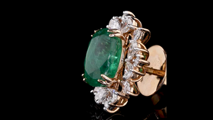 Pendientes de tuerca con halo de diamantes y esmeraldas verdes ovaladas cultivadas en laboratorio, con corte marquesa y pera cultivados en laboratorio |   Pendientes indios para fiesta - Product Image 4