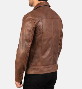 Men's Slim Fit Winter PU Leather <b>Zip</b>-<b>Up</b> <b>Jacket</b> with Stand Collar Front Logo Windproof & Breathable-Wholesale - Product Image 5