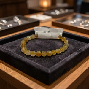 Bracelet de perles en citrine naturelle de haute qualité Ha Gems, classique, lot d'abondance, bijoux à la pierre de votre choix, unisexe - Product Image 1