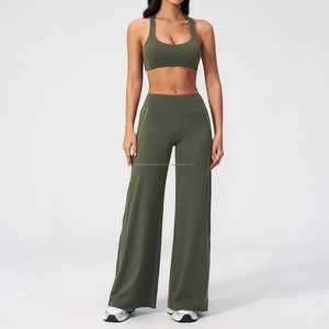 High Waist Solid Color Yoga <b>Leggings</b> With Side Stripe Flared Leg Design Breathable Activewear Women's Sportswear - Product Image 4