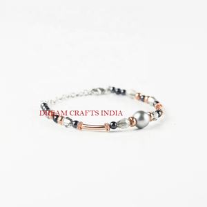 2023 Cooper Stone Beaded Bracelet 100% Hecho a mano Ajustable Tamaño libre Ónix Ágata Cobre Hallazgos de joyería Gran idea de regalo - Product Image 2