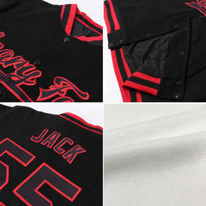 Custom Men's White Red Striped Varsity Jacket Personalized Name Number Front Logo Autumn Casual Wear - Product Image 3