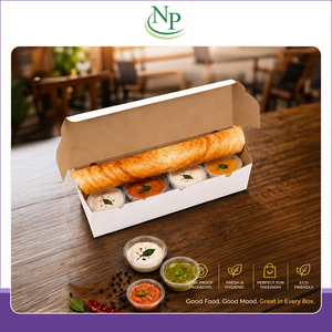 Elegant Design Eco-friendly & Disposable 12x3.75x3.5 Size Dosa <b>Boxes</b> with Insert (White/Kraft) Rectangular Shape Paper <b>Boxes</b> - Product Image 6