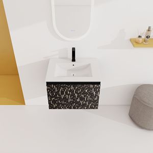 Mobile bagno sospeso da 24 pollici con lavabo in ceramica e anta con chiusura ammortizzata, kit di montaggio (KD) - Product Image 3