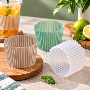 Custom Logo Biodegradable Eco-Friendly Disposable Whitecardboard Coffee Cup Sleeves with Digital Printing Insulated Design - Product Image 1