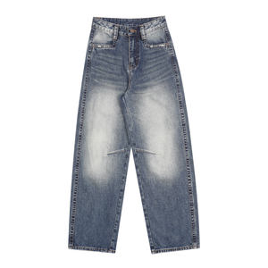 Jean en denim taille haute à jambe large pour femme, coupe décontractée, couleur unie, délavage foncé, boutons sur le devant, style automne - Product Image 6