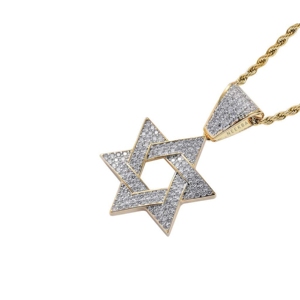 Colgante Hexagrama de Moissanita – Diseño Totalmente Cubierto de Piedras, Colgante Estrella Hexagrama Estilo Hip Hop de Moissanita en Plata 925, Pieza Destacada - Product Image 4