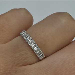 Wholesale 14k Gold Emerald Cut Lab Grown Diamond Half Eternity Band 0.75carat 9 Stone Stackable Wedding <b>Ring</b> Prong Manufacture - Product Image 2