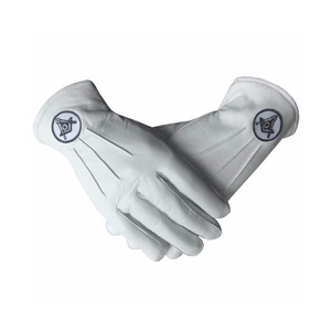 Gants de cérémonie en cuir blanc Premium Master Mason pour écran tactile, brodés de croix et de compas, accessoires d'hiver - Product Image 1
