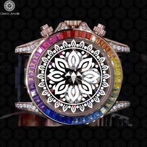 Reloj de Lujo para Hombre Charm_Jewells, Caja de Acero Inoxidable, Bisel con Gemas Arcoíris, Esfera de Cristal de Zafiro, Movimiento Mecánico Analógico - Product Image 3