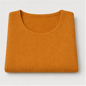 เสื้อยืดสตรีแขนสั้นสีส้มอำพัน คอกลม ทรงเข้ารูป รุ่น WTS-0134 - Product Image 5