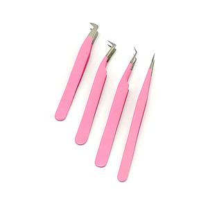 Pince à épiler professionnelle rose en acier inoxydable pour extensions de cils, haute précision, antistatique, applicateur pour cils volumineux - Product Image 1