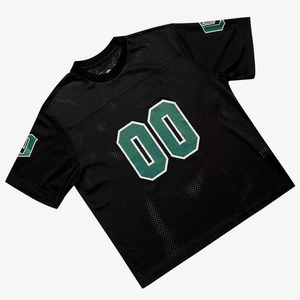 <b>Men</b> Oversized Black Mesh T Shirt Jersey | Vintage Hip Hop Number 00 Printed Activewear Tee | Wholesale Streetwear <b>Crop</b> <b>Top</b> - Product Image 3