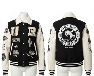 Veste universitaire de luxe en laine et cuir, style Letterman, avec patchs en chenille brodés, collection Baseball Fashion Factory - Product Image 2