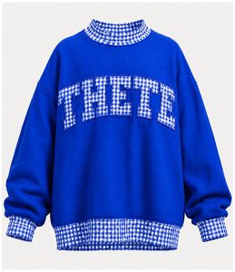 Sweat-shirt décontracté surdimensionné en molleton 100 % coton à col roulé pour femme THETE, personnalisable (ODM), style universitaire et streetwear, avec motif sur le devant - Product Image 6