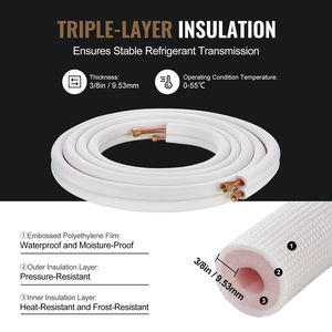 Mini linea Modulare 25FT Set 1/4 \ "3/8 \" o. D tubi in rame a triplo strato di isolamento HVAC strisce per parti del condizionatore d'aria - Product Image 5