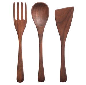 Handmade Acacia Wood <b>Serving</b> <b>Spoon</b> and Fork Set Classic Design Durable Eco-Friendly for Cooking Utensils - Product Image 2