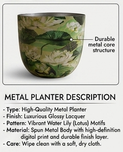 Set of 3 Modern Design Eco-Friendly Unique Iron Planter Pot <b>Sticker</b> Enamel Handmade for Home and Garden Decoration Customized - Product Image 4